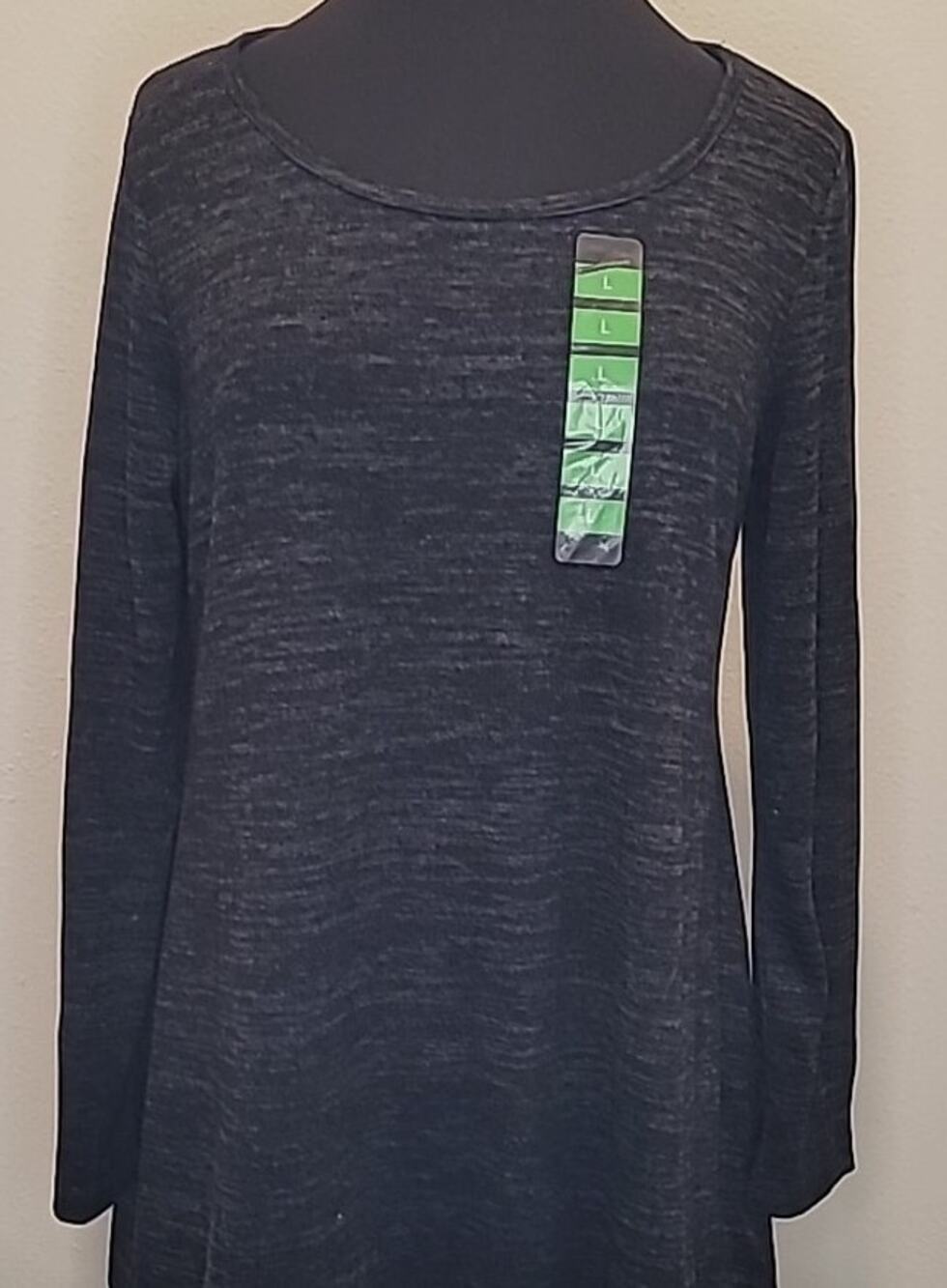 NWT Jones New York Heathered Tunic Black Gray L